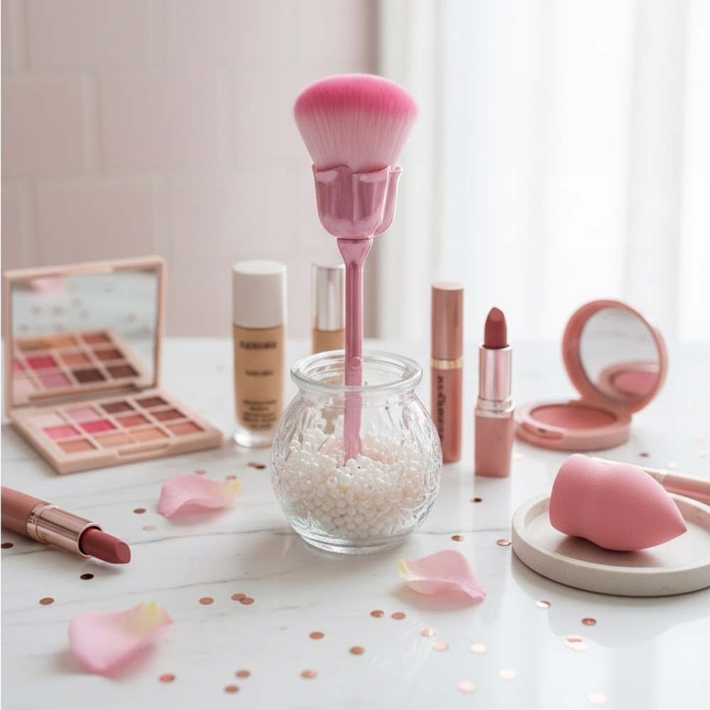 Pink Rose Makeup Brush